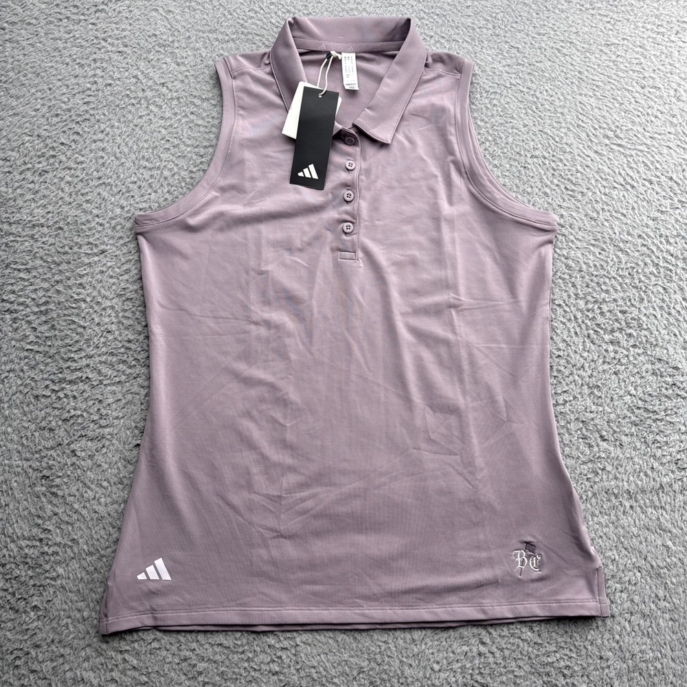Adidas Ultimate Golf Polo Shirt Womens Medium Sleeveless Mauve Pickleball Tennis